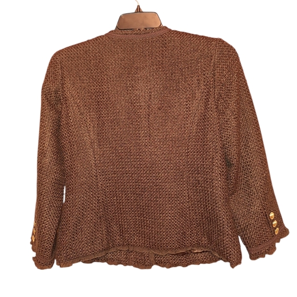 Joan Rivers Brown Nubby Acrylic Wool Blend Blazer Ladies 10 Vintage Career Celeb - Picture 3 of 5